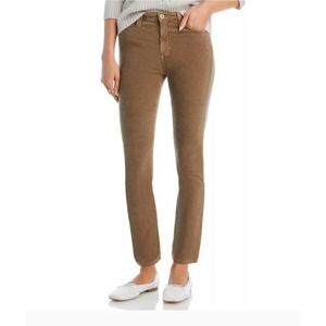 AG Adriano Goldschmied Mari High Rise Slim Straight Corduroy Pants Tan Brown 31